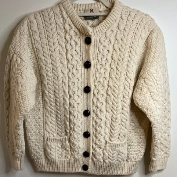 Carraig Donn 100% Wool Cardigan made in Ireland Size S - Picture 1 of 7